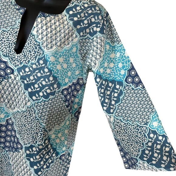 Irving & Fine for Lucky Brand Patchwork Balloon Sleeve Kaftan Dress - Picture 5 of 12